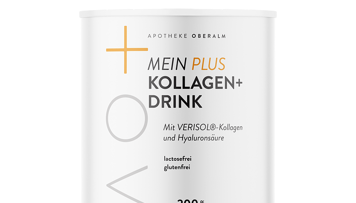 Weiße Dose mit 200 Gramm Kollagenpulver