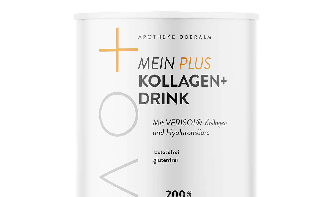 Weiße Dose mit 200 Gramm Kollagenpulver